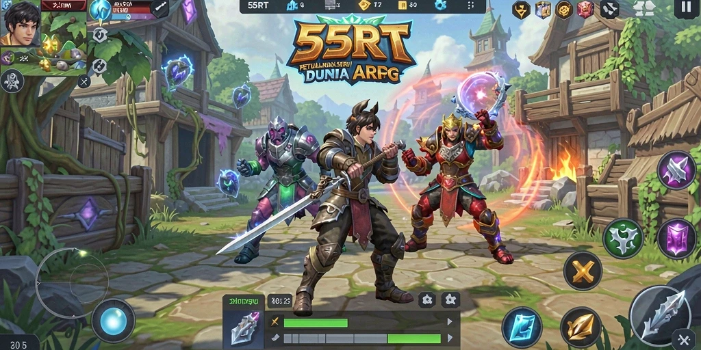 Tampilan action gameplay ARPG seru di 55RT.