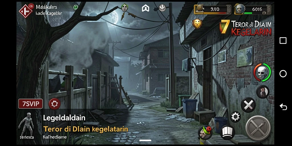 Screenshot gameplay 7SVIP yang menampilkan suasana mencekam.