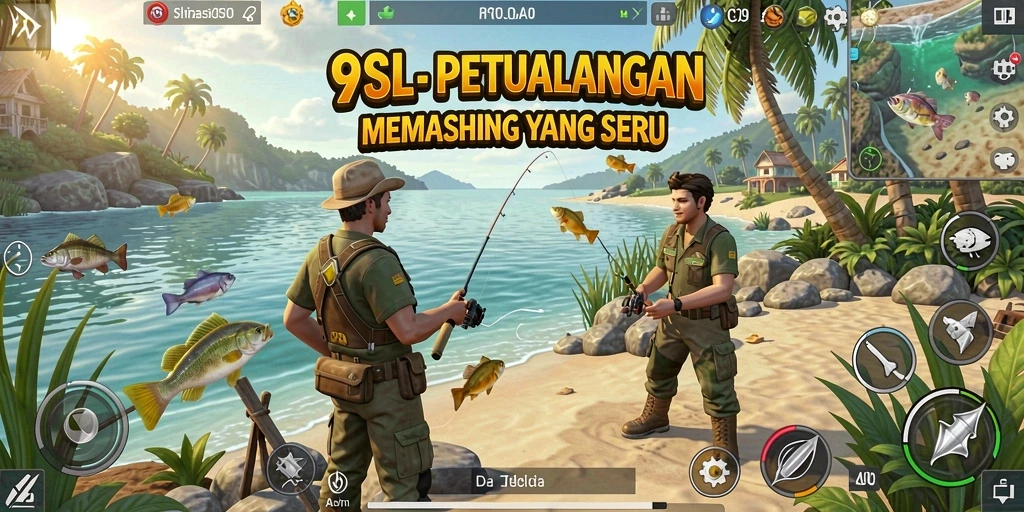 Tampilan screenshot gameplay <strong>9SL</strong> dengan ikan yang menunggu untuk ditangkap.
