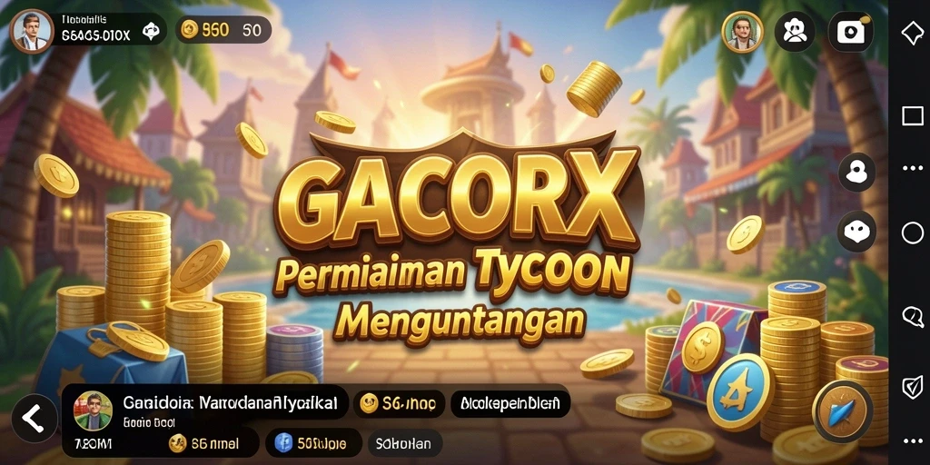 Tampilan gameplay GACORX menunjukkan strategi bisnis yang dinamis.