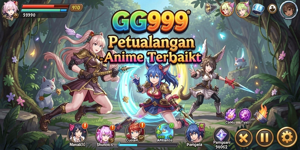 Screenshot gameplay GG999 menampilkan aksi seru karakter Anime.