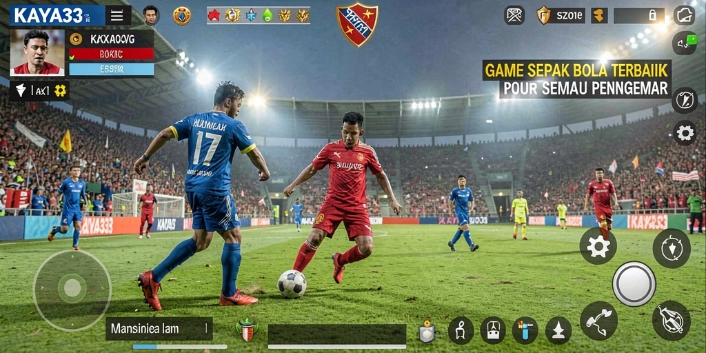 Tampilan gameplay KAYA33 dengan aksi sepak bola yang mendebarkan.