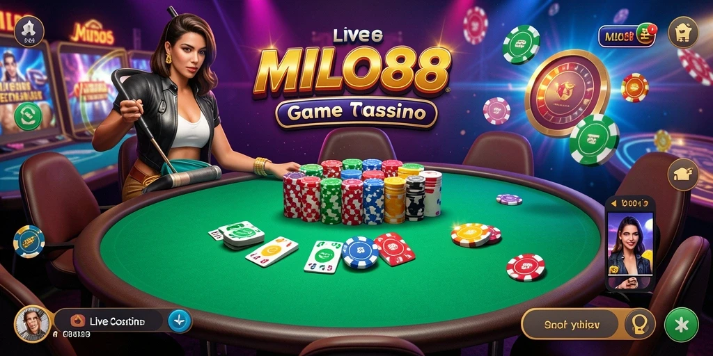 Screenshot gameplay nyata dari MILO88 yang menggambarkan suasana Live Casino.