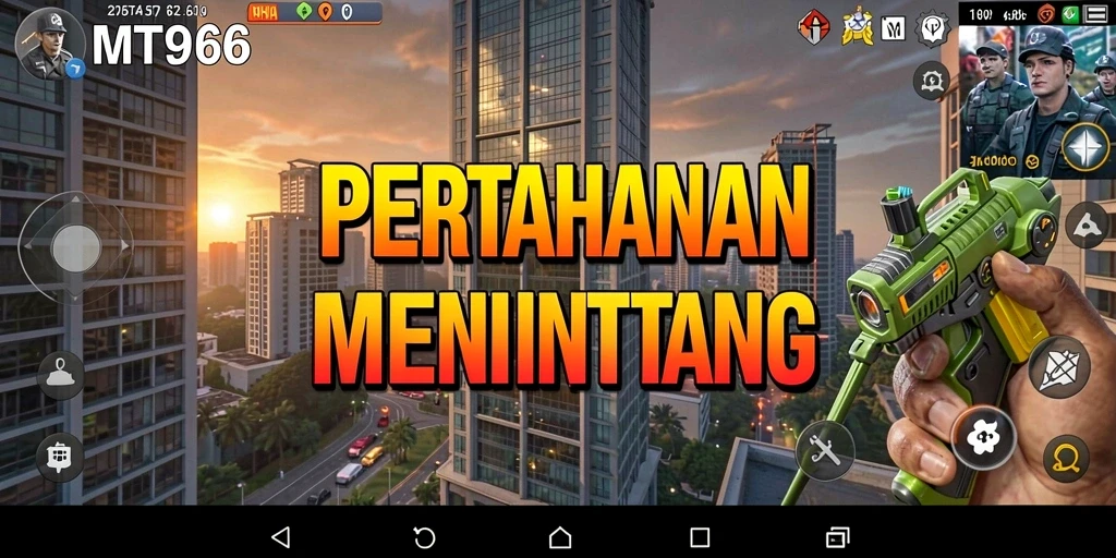 Tampilan gameplay MT966 yang intens dalam pertahanan menara.