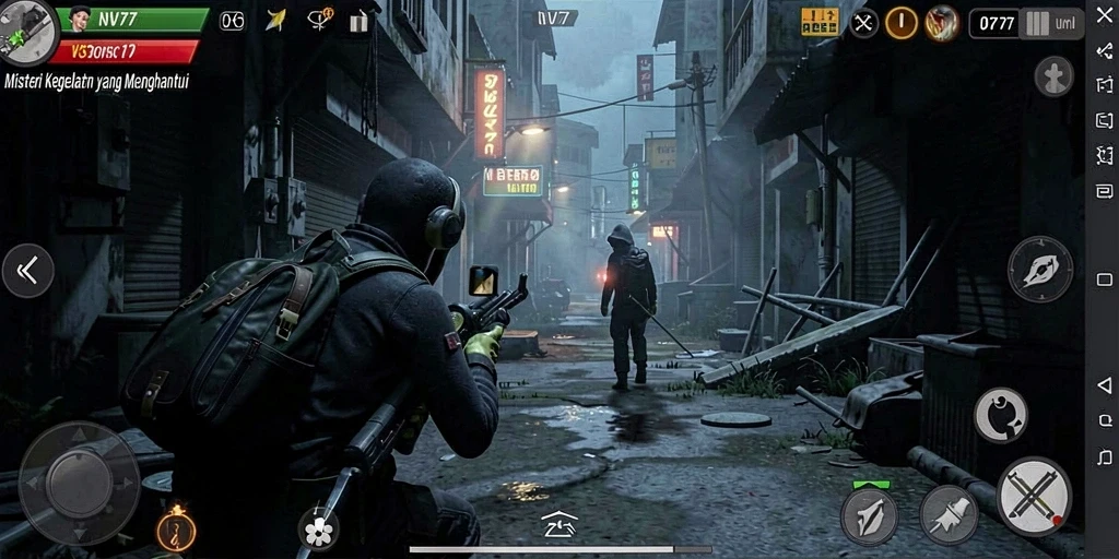 Tampilan mendebarkan dari gameplay NV77 yang penuh ketegangan.