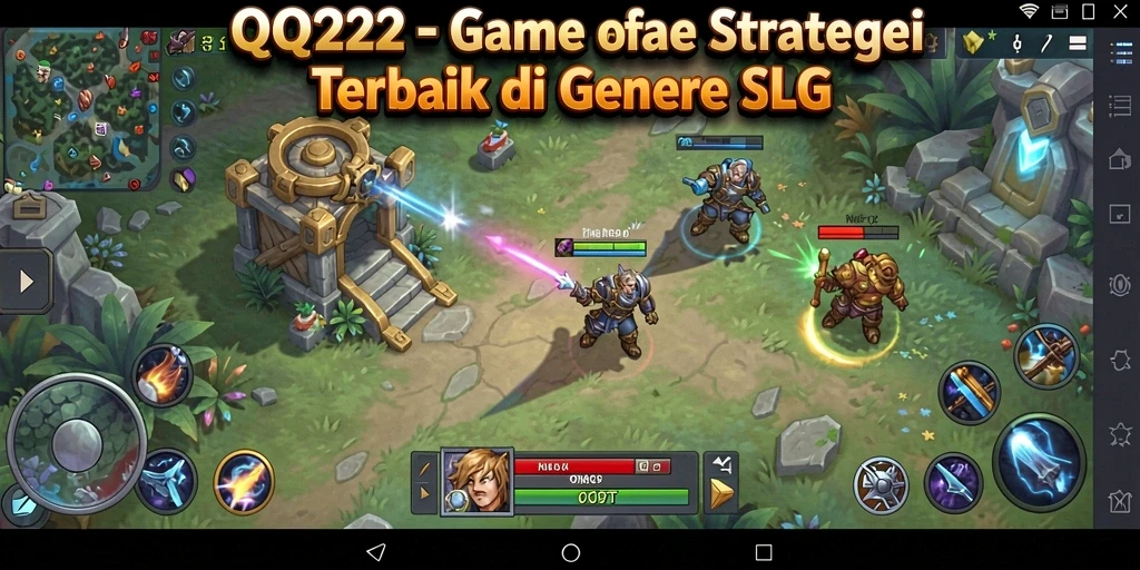 Screenshot gameplay QQ222 menampilkan pertempuran epik antara kerajaan.