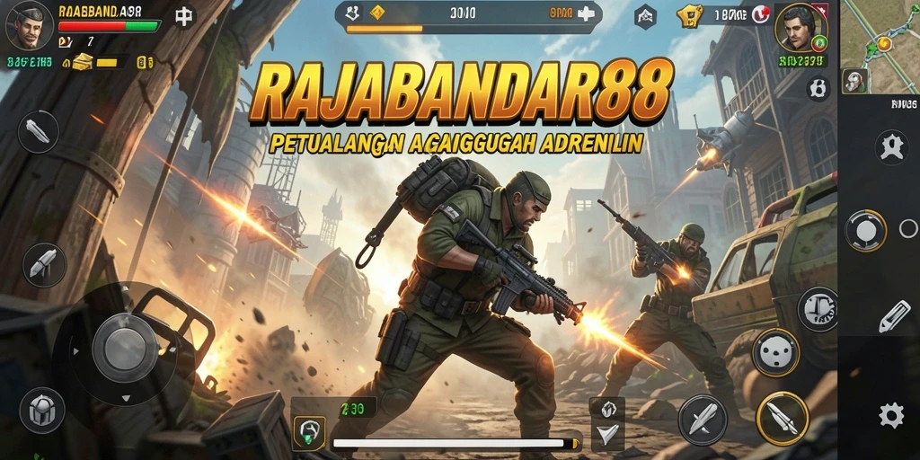 Tampilan gameplay aksi yang mendebarkan dan penuh warna.