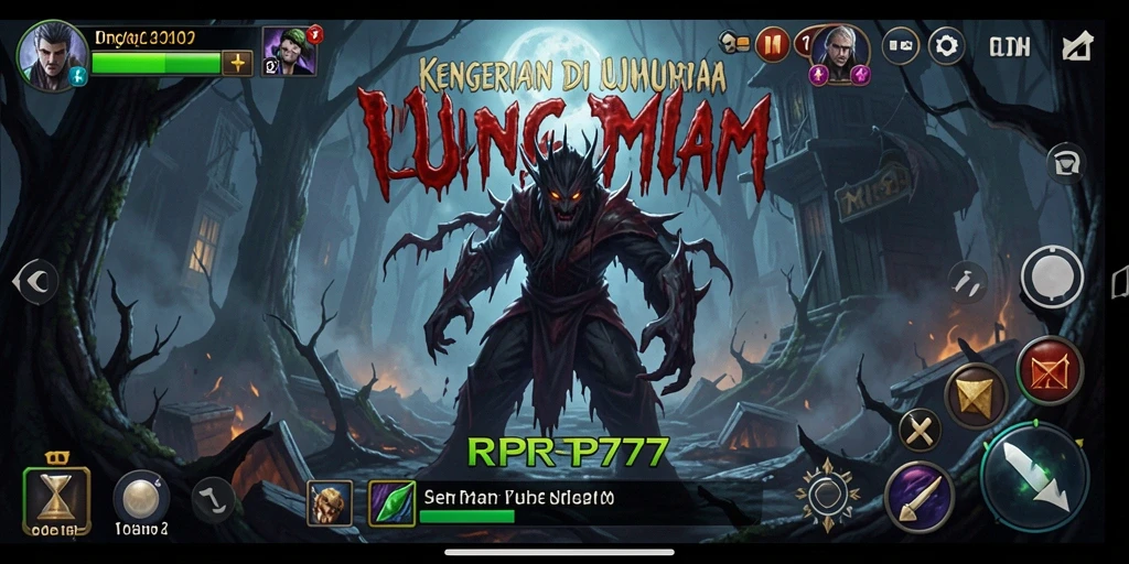 Screenshot gameplay RPRP777 yang memperlihatkan momen menegangkan di area gelap.