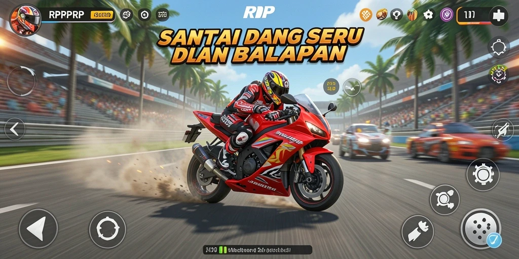 Tampilan gameplay <strong>RPRPRP</strong> dengan aksi balapan motor yang mendebarkan.