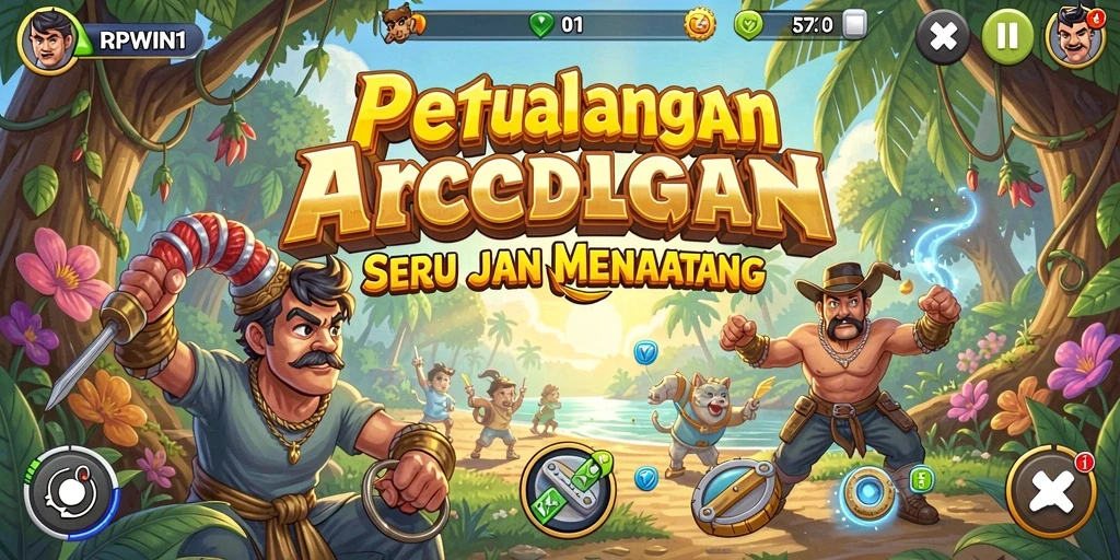 Tampilan gameplay seru di RPWIN1 dengan karakter aktif dan rintangan menarik.