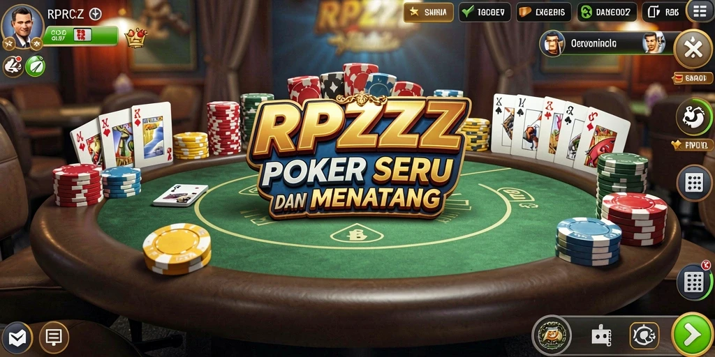 Tampilan gameplay seru RPZZZ dengan suasana Poker yang mendebarkan.