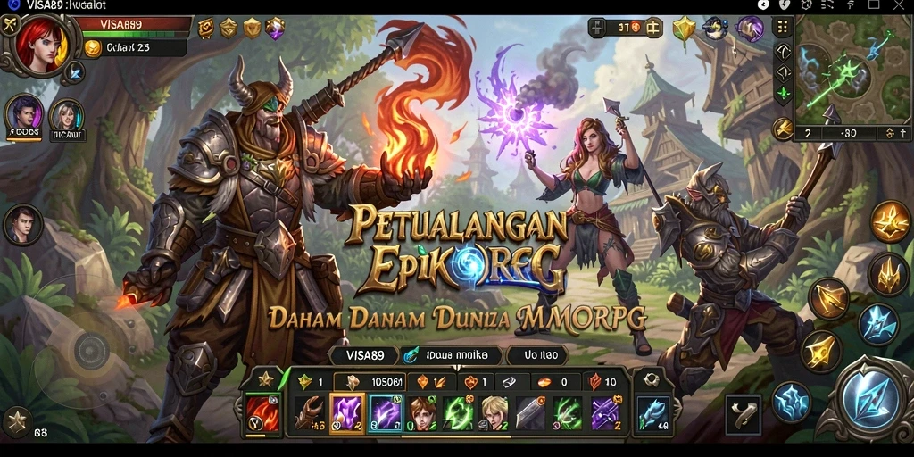 Tampilan screenshot <strong>VISA89</strong> menunjukkan aksi pertempuran epik dalam MMORPG.