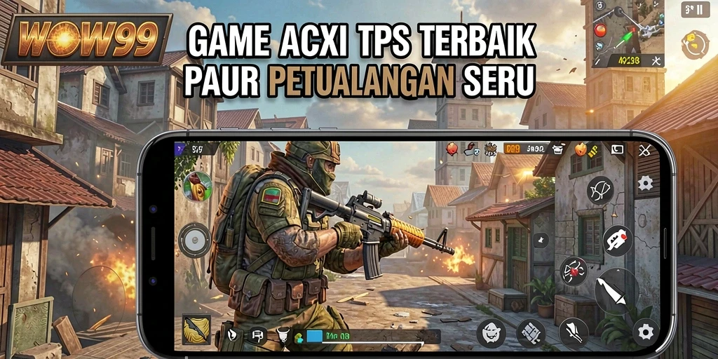 Screenshot menggambarkan aksi mendebarkan dalam game TPS WOW99.